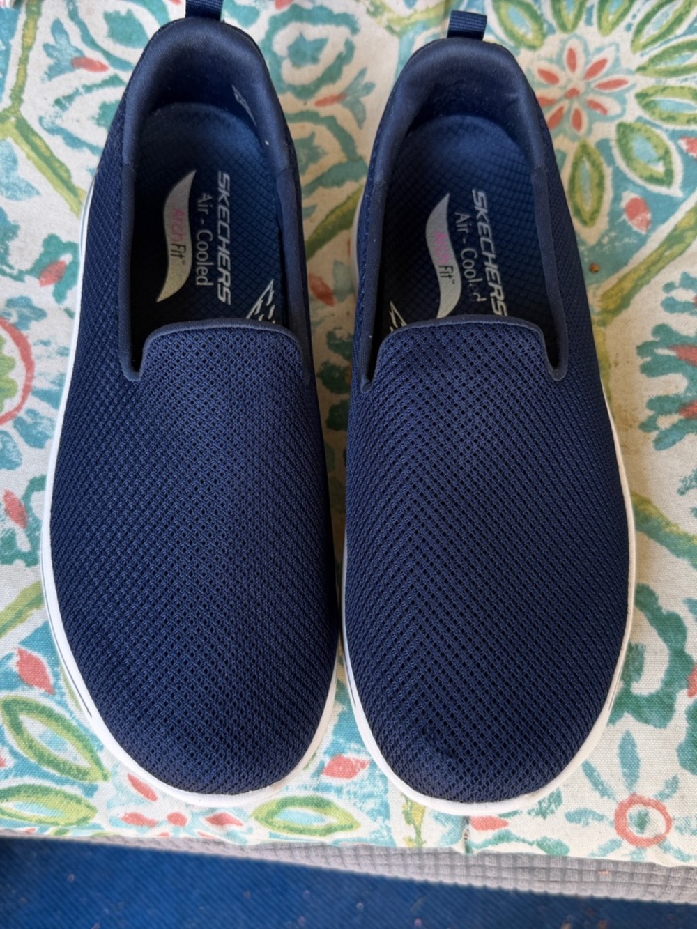 Skechers Navy Mesh Slip-On Sneakers-Reposh